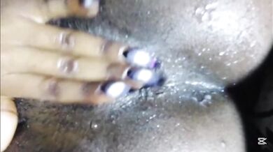 My boyfriend's friend fucked my ebony wet pussy until i squirted on his bbc