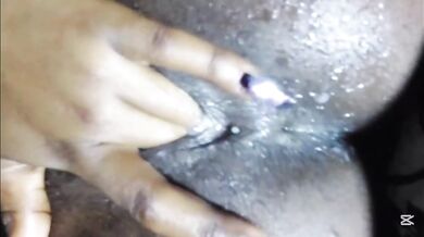 My boyfriend's friend fucked my ebony wet pussy until i squirted on his bbc