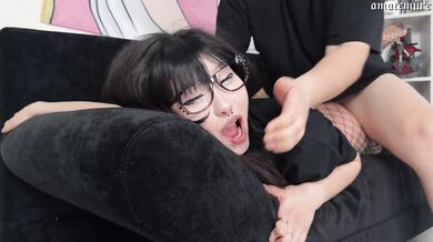Goth Asian Teen Like Femdom and Rough Facial