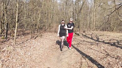 Polish. Two guys take a hitchhiker to the woods and fuck her hard while she sucks dick.