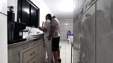 The maid's creampie routine at her new job.