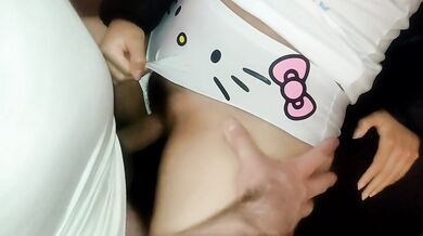 My stepsister lends me her virgin pussy to rub against.
