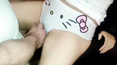 My stepsister lends me her virgin pussy to rub against.
