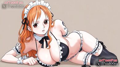 One Piece Coffee Maid hentai Adult animation - Nami Coffee Maid Blow Job Hand Job for her lord Hentai animation by xxtoonfun