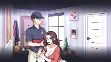 Hot Milf Sucks The Pizza Delivery Guy's Huge Dick Behind His Husband(18+) - Milfs Plaza Gameplay