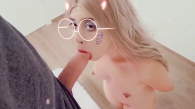 Sucking big cock with snap filter