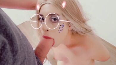 Sucking big cock with snap filter
