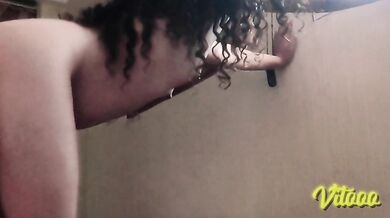A beautiful woman is standing there and I start sucking her ass until I fuck her.