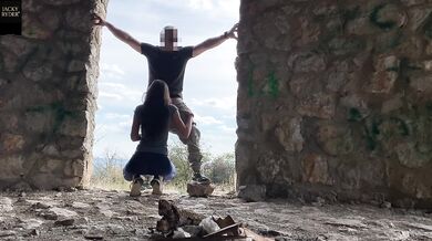 Hiking with my slim and hot fitness model personal trainer. Caught in the act at the public lookout.