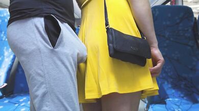 unexpected touch turns public pause into orgasm peak