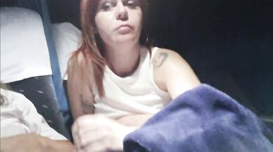 Risky blowjob on the bus