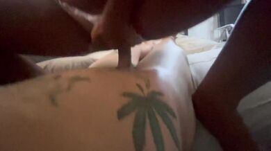 Big cock paints tatooed back with fire