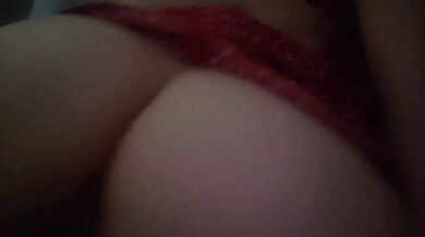 Trying on a red dress until taking milk