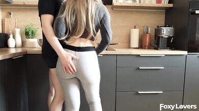 Amateur Couple Kitchen Fuck While Cooking - Blowjob, Doggy on Counter & Cum on Belly