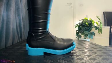 Miku Bootjob in Black and Blue High Boots - Cock Balls Crush Trample, Shoejob, Bootjob, CBT, Ballbusting, Trampling, Stomping