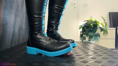 Miku Bootjob in Black and Blue High Boots - Cock Balls Crush Trample, Shoejob, Bootjob, CBT, Ballbusting, Trampling, Stomping