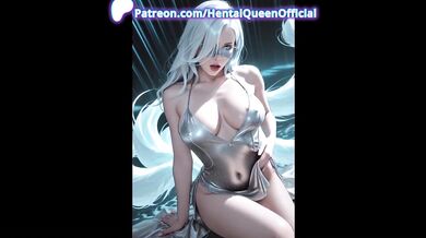 Silver-Haired Space Goddess in Glowing Bodysuit – Futuristic Tease & Soft Touch