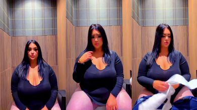 HOT CURVY SLUT GOES PEE IN PUBLIC RESTROOM