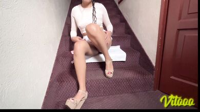 Before having romantic sex, she models her miniskirt