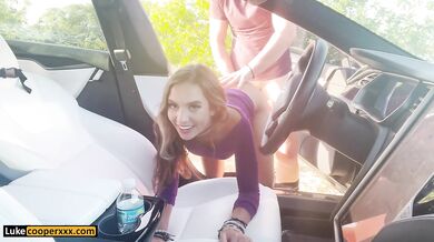 Petite Amateur Fucking In Self Driving Car - Bailey Base - Luke Cooper
