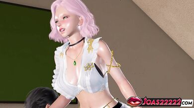 Elise - Hot Pink Hair Anime Girl in Stockings G Spot Stimulation with Moans, Dildo Masturbation Until Wet, and Pussy Licking Squirt