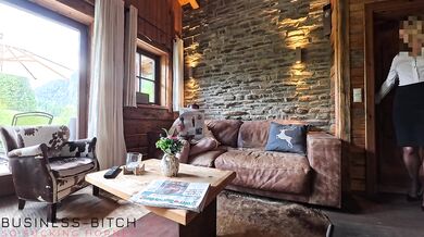 office business woman surprises boss at his summerhouse with secret affair sex