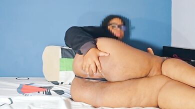 Ebony BBW Teases Huge Dildo on Fat Ass and Wet Pussy