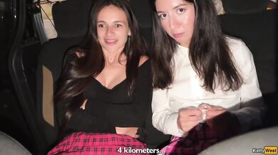 Public Pickup of Two Schoolgirls Ended in a Wild Party and Fucking in All Holes