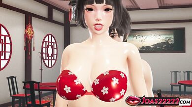 Ishimaru Maki: Wet Japanese Girl in Nylon Stockings - 3D Hentai Thighjob Fetish, Close Up Views, Standing Doggystyle Fuck for Tight Pussy, and Anal