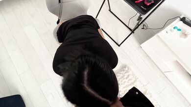 My stepsister dared to play a strip game with her boss during the conference.I caught her and fucked rough