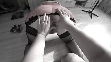 My lesbian girlfriend jerks me off hard and fingers me to orgasm.