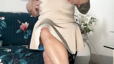 JUST ME, SO WET AND HORNY IN MY PATIES HUMPING THE COUCH TILL I CUM