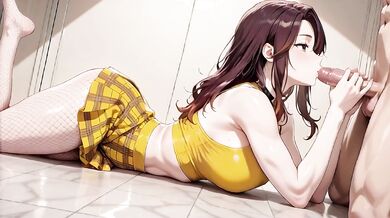 Horny Yellow-Top Waifu Begs for Hotel Mouth Creampie She Can't Resist