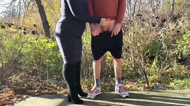My stepmother relieves my stress in a public park