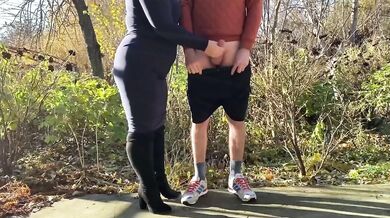 My stepmother relieves my stress in a public park