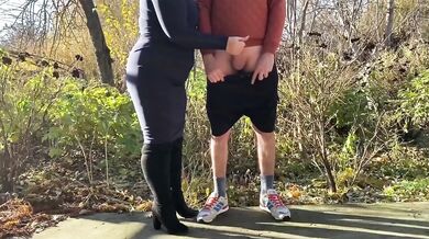 My stepmother relieves my stress in a public park