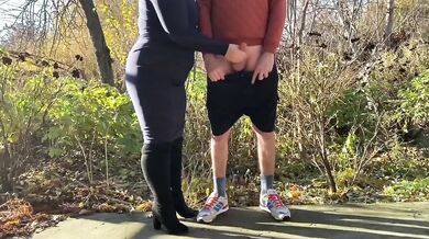 My stepmother relieves my stress in a public park