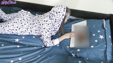 Stepsister Pajamas Blowjob + Prone Bone With Cum on Ass