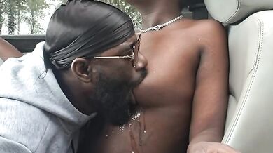 SLURPING ON HER CHOCOLATE LIL TITS WHILE PLAYING WITH HER WET LIL CLIT!!!!!!!!!