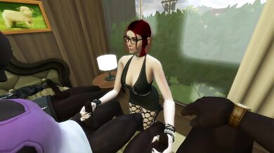Redhead receives an orgy