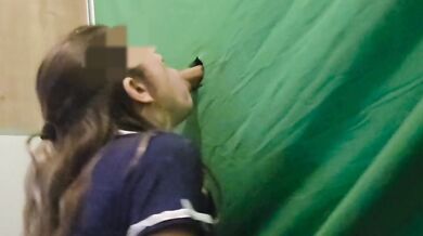 My first gloryhole - hot petite milf gloryhole training eating cum and take piss at the end - Preview | Lapetitemilf