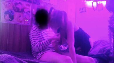 Goth girl fucks with emo boy for a white monster