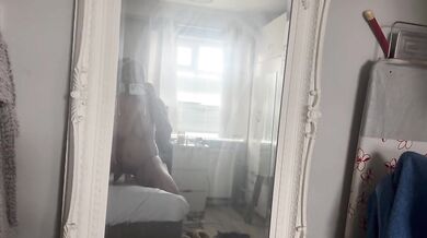 Riding myself with my dildo in front of mirror
