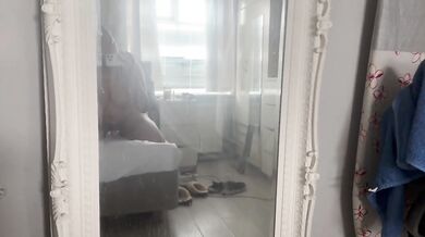 Riding myself with my dildo in front of mirror