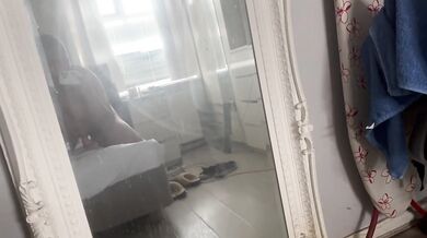 Riding myself with my dildo in front of mirror