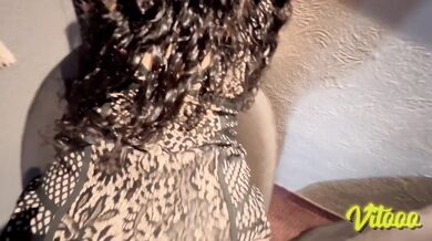 Sexy girl in a dress touches her vagina and offers me her ass