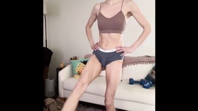 Skinny blonde butt and leg workout