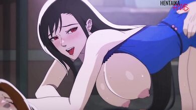 Hentai Tifa and Aeris fuck with Cloud from the game Financial Fantasy. 2B spreads her legs for a cock.