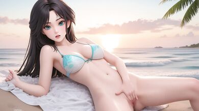 AI Generated - Curvy Black Hair Pool Slut POV Intense Penetration Wet Bikini Closeup
