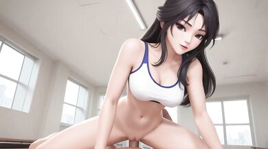 AI Generated - Wet Long Hair POV Blowjob Massive Tits Turquoise Bikini Passion